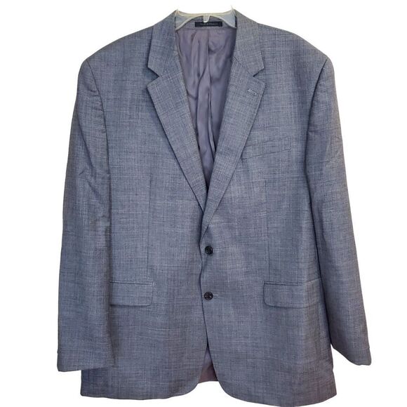 CHAPS Mens Blazer Sport Coat Jacket 46L Wool Gray Two Button SB Office Wedding - Picture 1 of 12